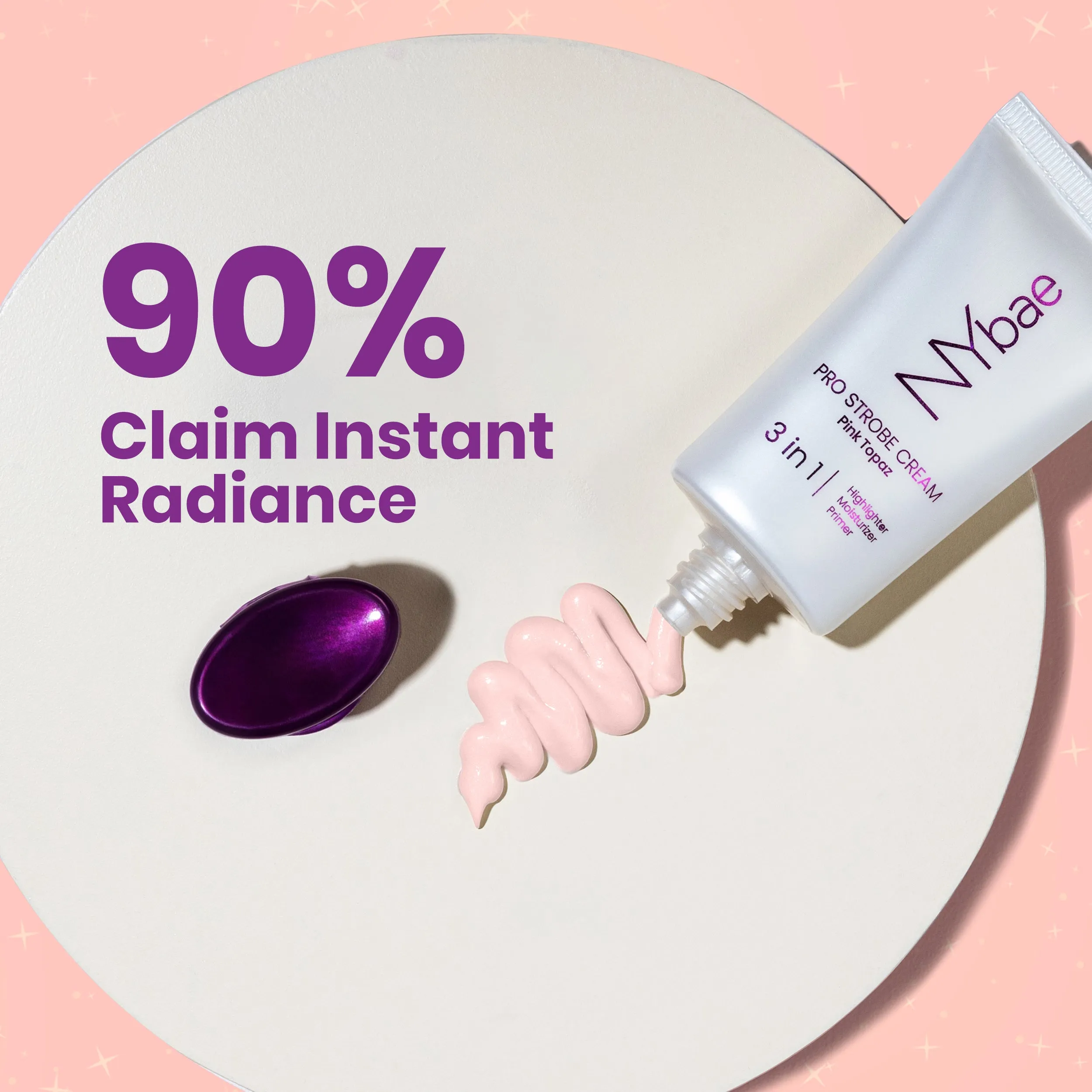 NY Bae PRO Strobe Cream - Pink Topaz (30g) | Primer   Highlighter   Moisturizer | Dewy Makeup | Glowing Korean Skin | Value Pack