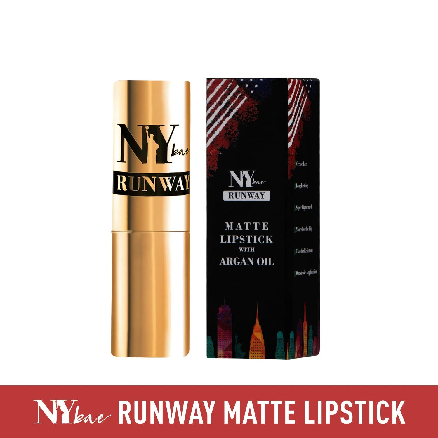 NY Bae Runway Matte Lipstick | Infused With Argan Oil | Red | Moisturising | Long Lasting | Light weight- Frow Look 11 (4.5 g)