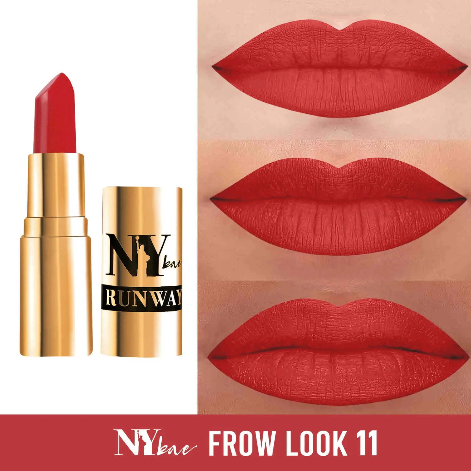 NY Bae Runway Matte Lipstick | Infused With Argan Oil | Red | Moisturising | Long Lasting | Light weight- Frow Look 11 (4.5 g)