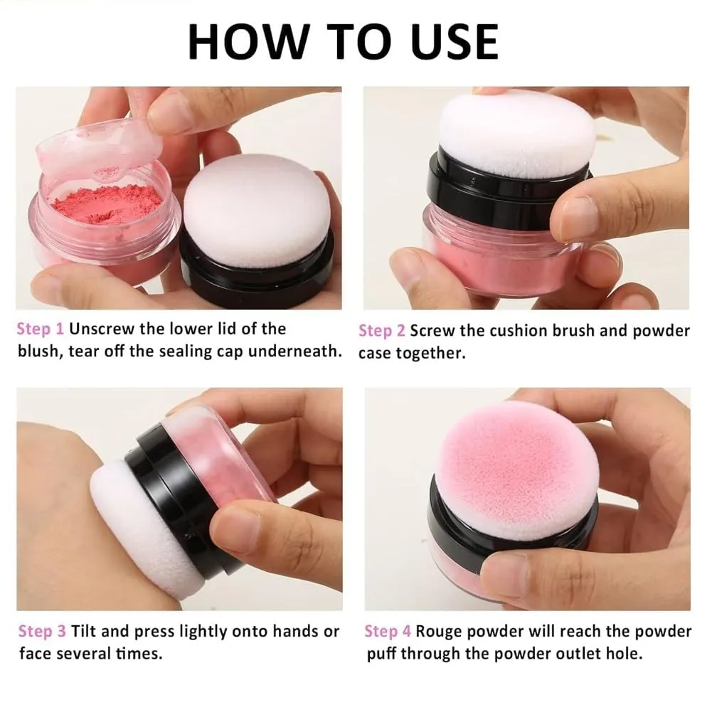 Oil Control Air Cushion Blush, Air Cushion Cheek Blush,Blush Powder,Loose Powder Blush Air Cushion Blush Natural Blusher,Face Blush Palette Face Blusher Makeup (Orange Pink)