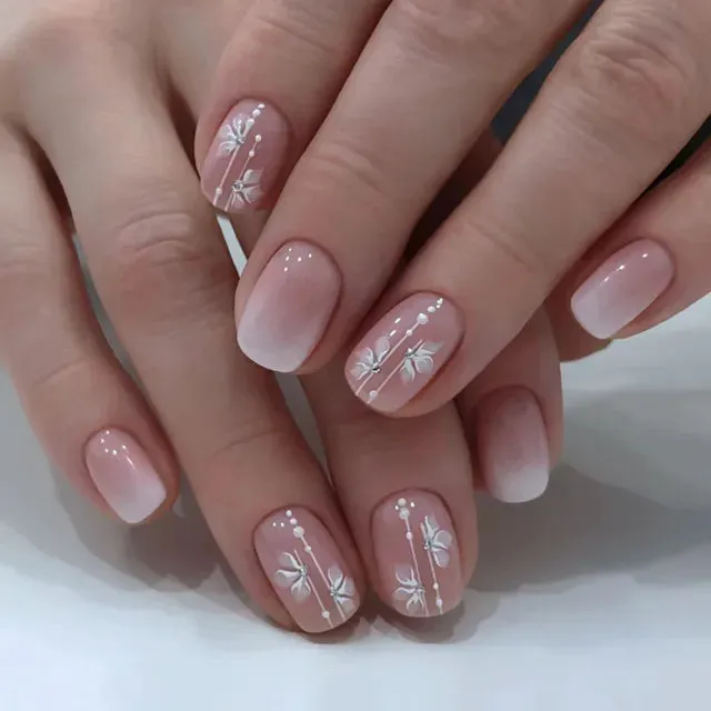 OMQAIO 24pcs Short Square False Nails