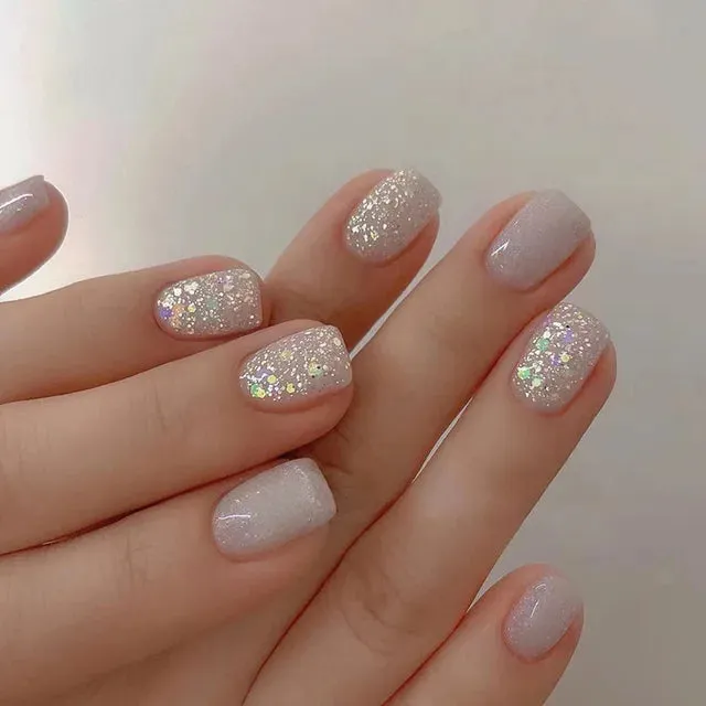 OMQAIO 24pcs Short Square False Nails