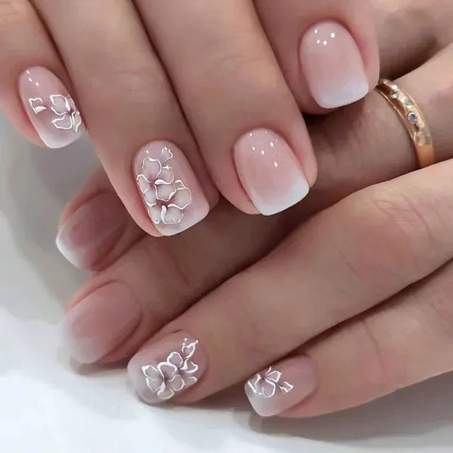 OMQAIO 24pcs Short Square False Nails