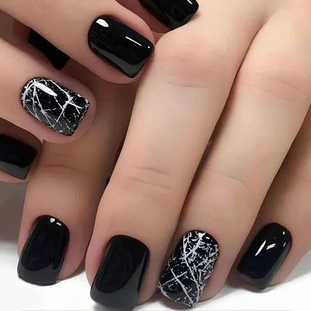 OMQAIO 24pcs Short Square False Nails