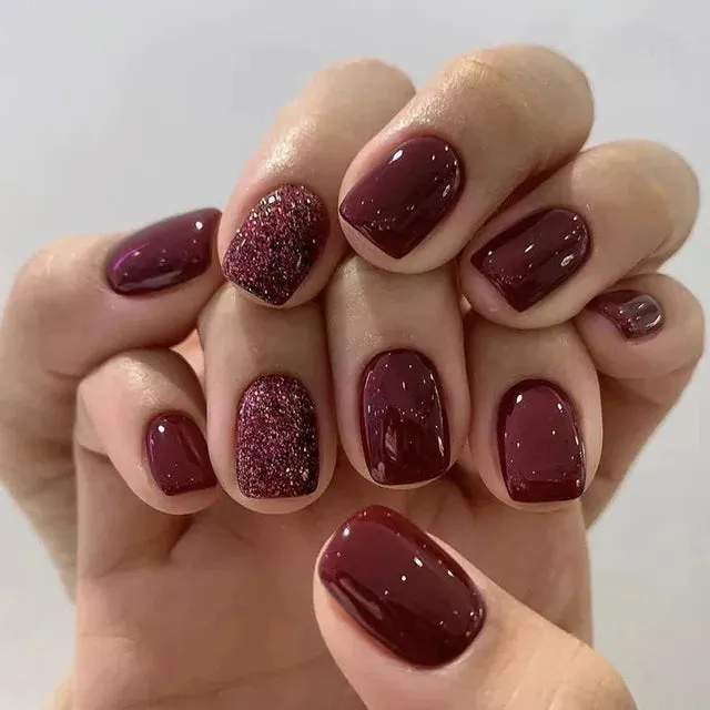 OMQAIO 24pcs Short Square False Nails