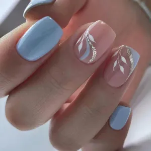 OMQAIO 24pcs Short Square False Nails