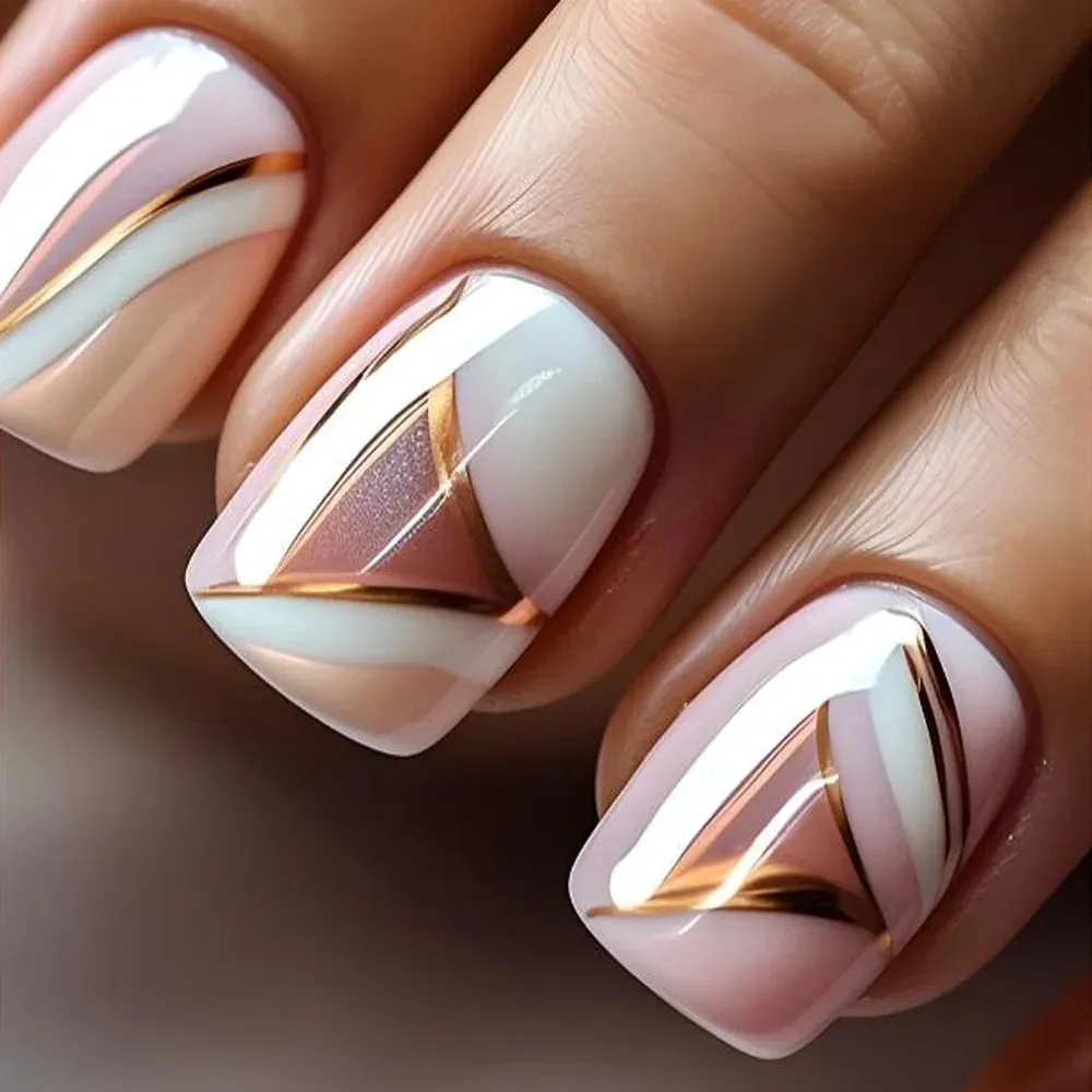 OMQAIO 24pcs Short Square False Nails