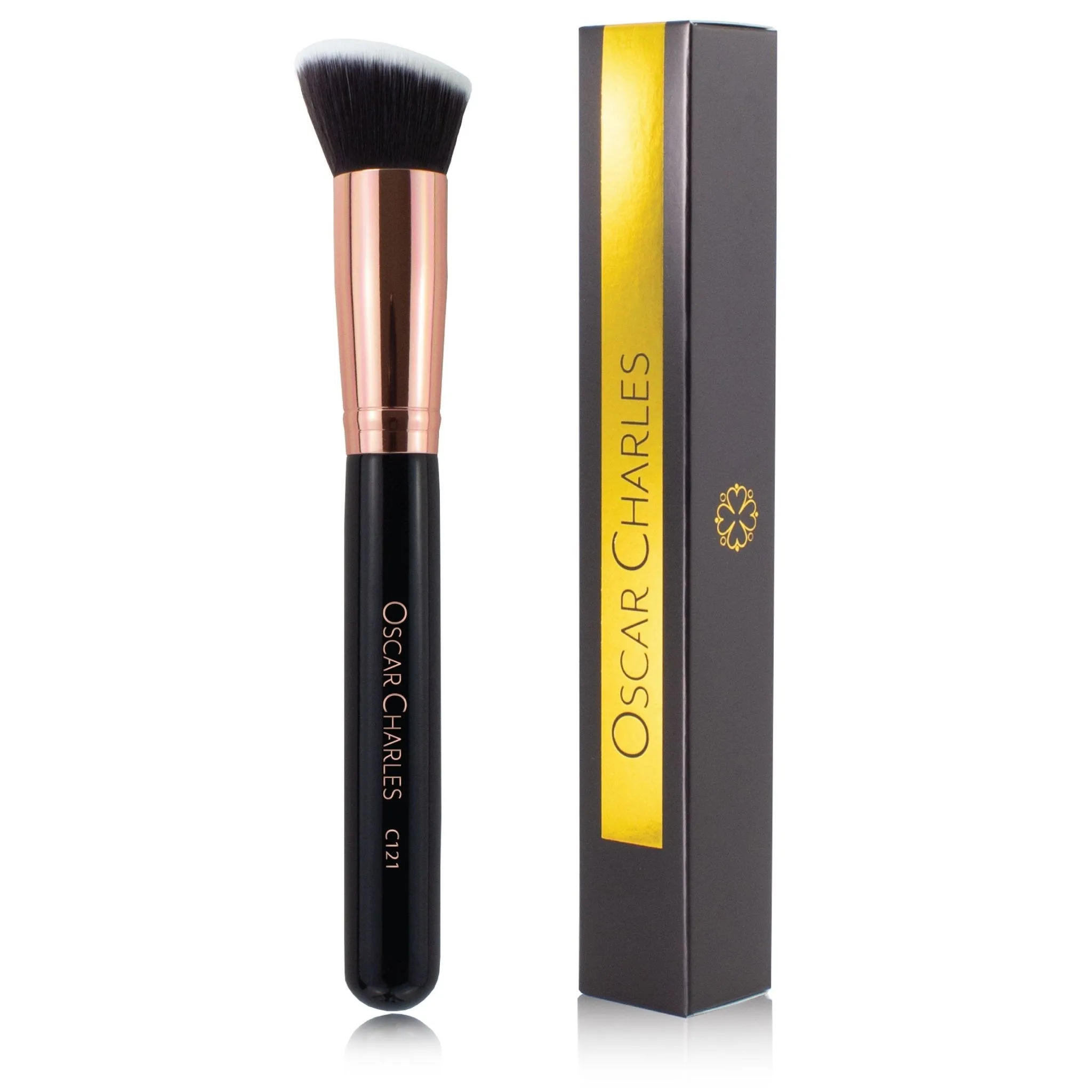 Oscar Charles 121 Luxe Angled Buff Makeup Brush Rose Gold/Black