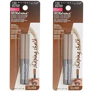 (Pack of 2) Maybelline New York Brow Drama Shaping Chalk Powder, #130 Deep Brown