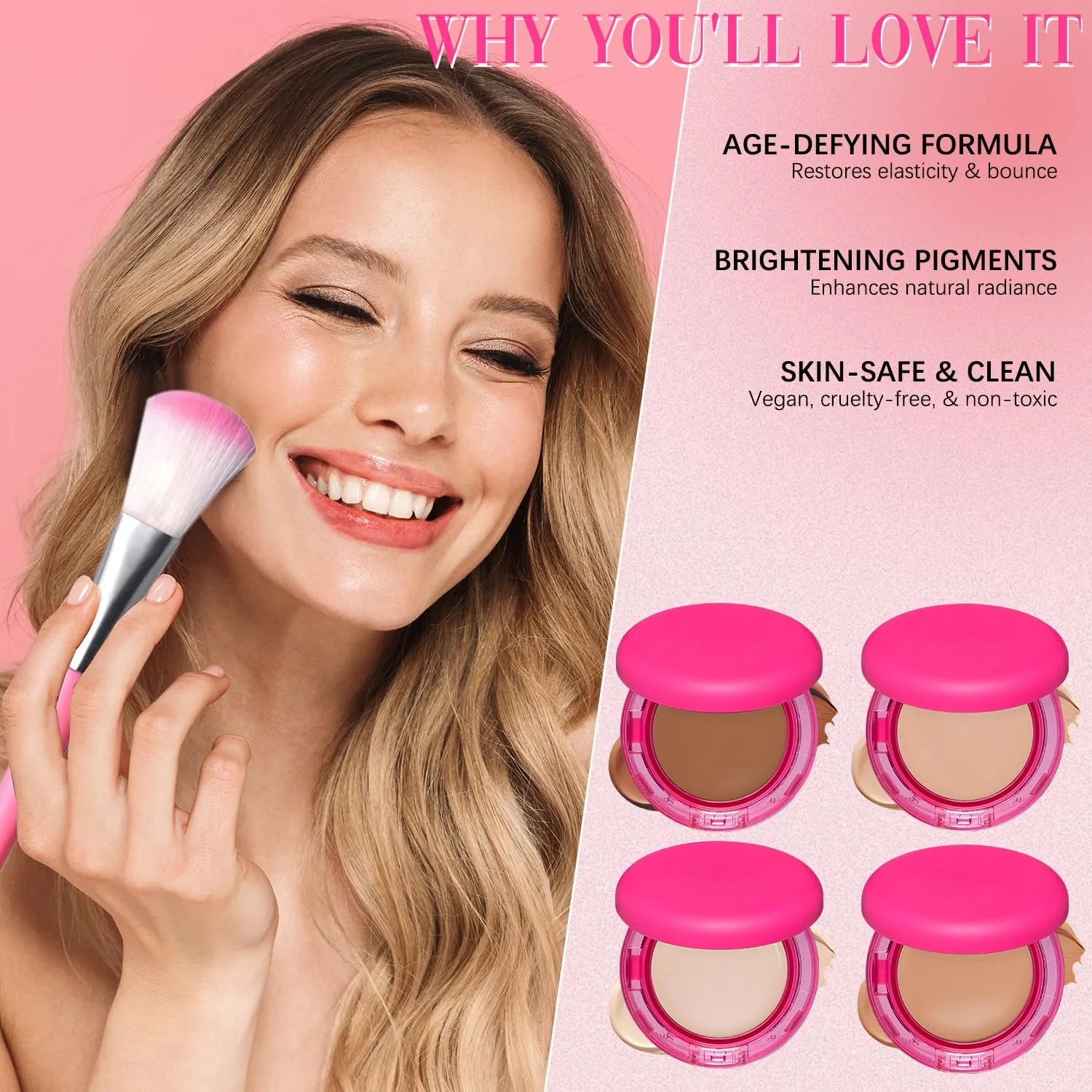 Peptide Bounce Foundation  Hydrating, Age-Defying Foundation for Mature Skin And All Skin Types, Vegan, Clean, Natural, Medium Buildable Coverage, Satin Finish (Light/Medium)