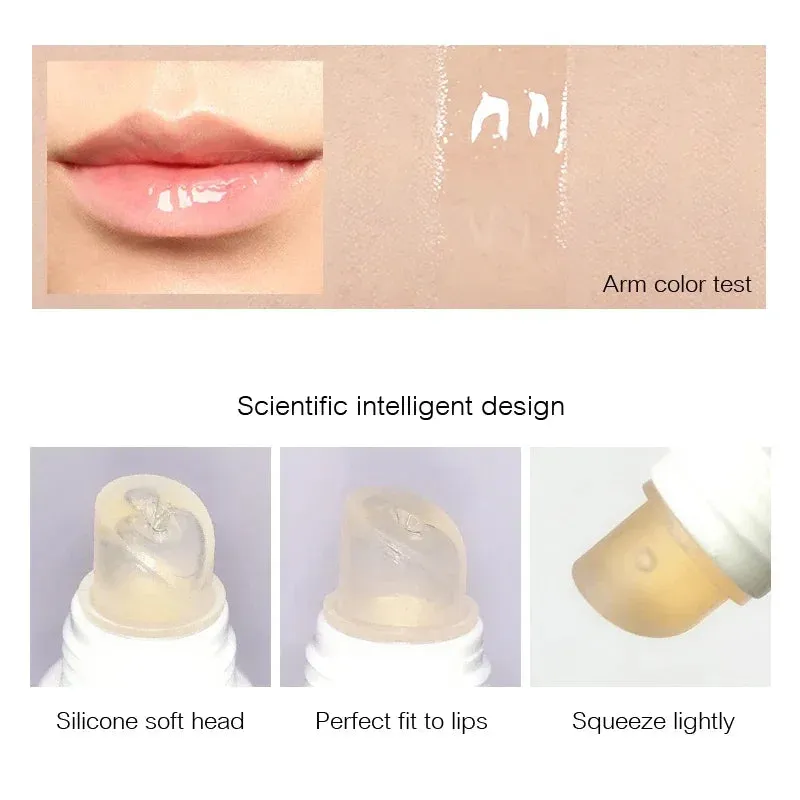 Plumping Lip Gloss - Transparent Makeup for Moisturizing, Repairing, Reducing Lip Fine Lines. Oil to Brighten and Enhance Lip Serum Cosmetics.