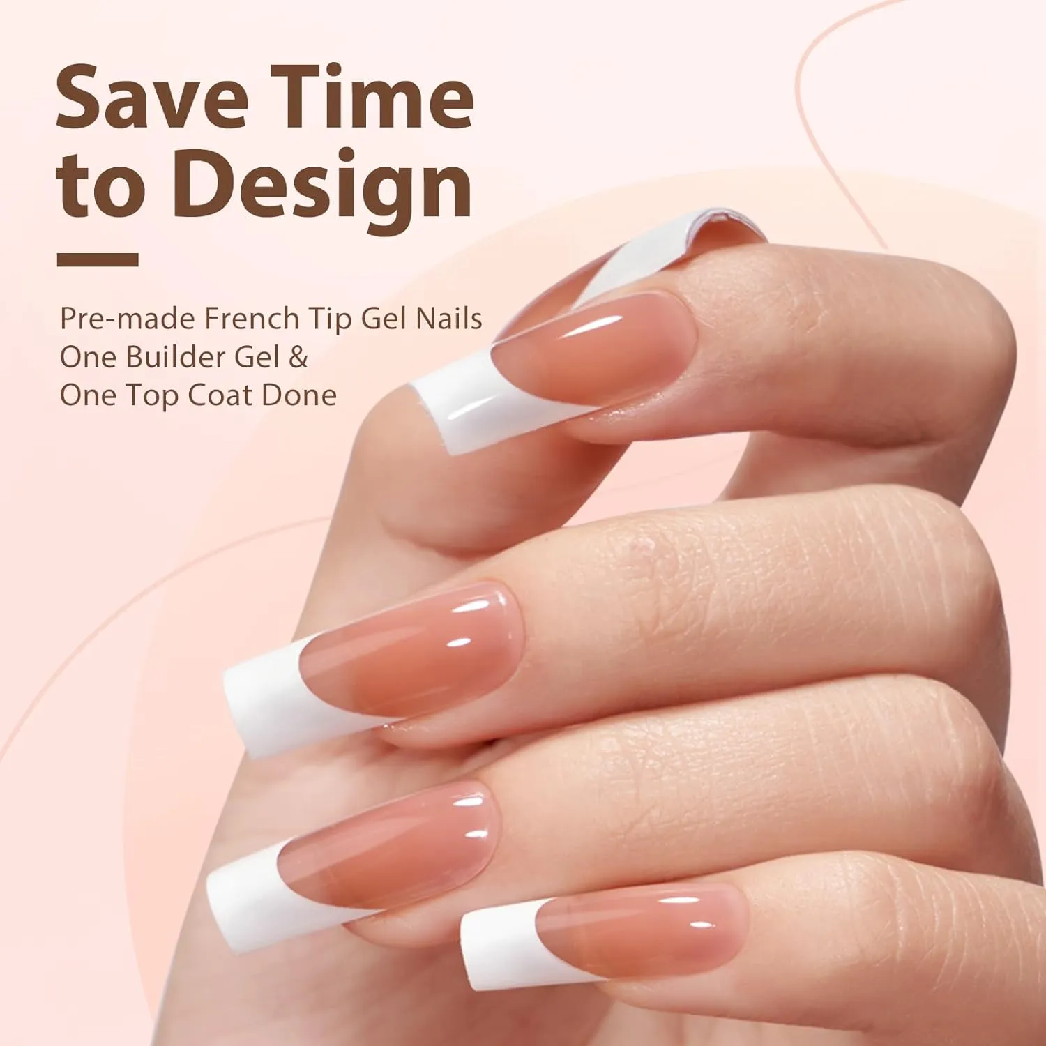 Press On Nails 15 Sizes, French Tip Gel Nail Tips