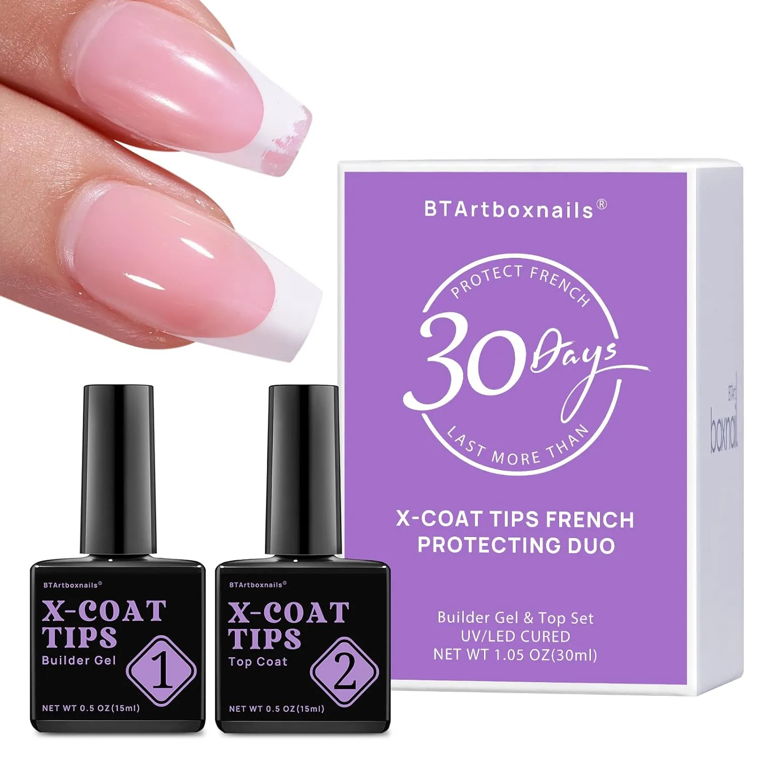 Press On Nails 15 Sizes, French Tip Gel Nail Tips