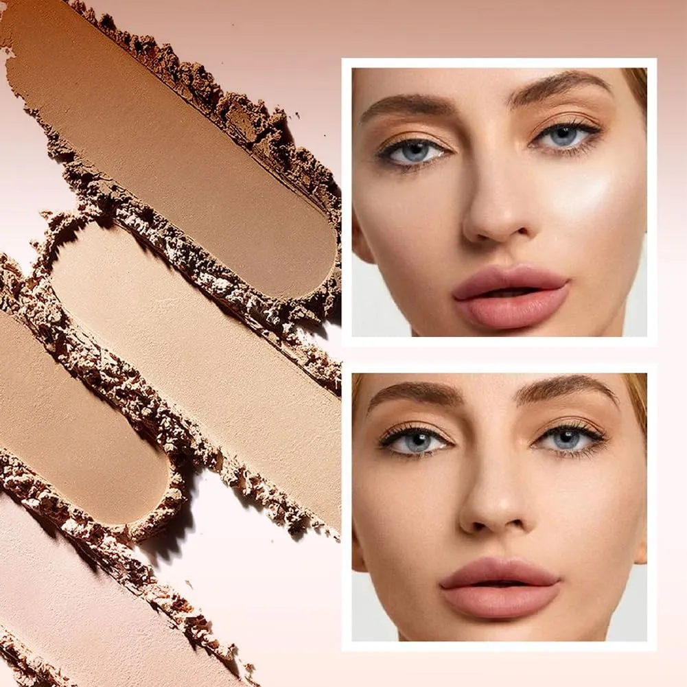 Pressed Setting Powder,2 Pack Flawless Matte Finish Face Powder Foundation with Concealer & Finishing Powder-Oil-Shine Control,Long-Lasting,Waterproof and High Coverage for Women (02#, 0.3 Oz)