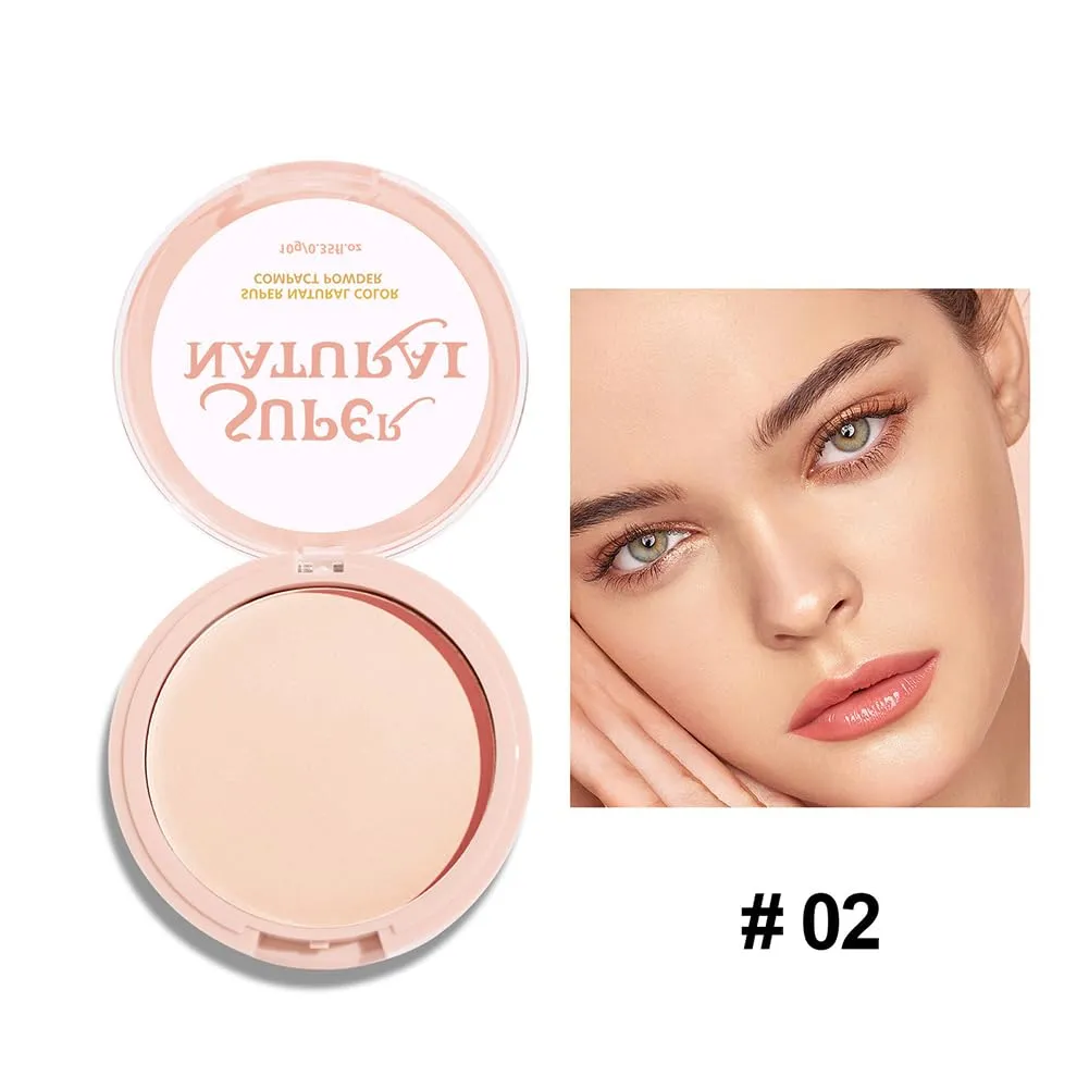Pressed Setting Powder,2 Pack Flawless Matte Finish Face Powder Foundation with Concealer & Finishing Powder-Oil-Shine Control,Long-Lasting,Waterproof and High Coverage for Women (02#, 0.3 Oz)