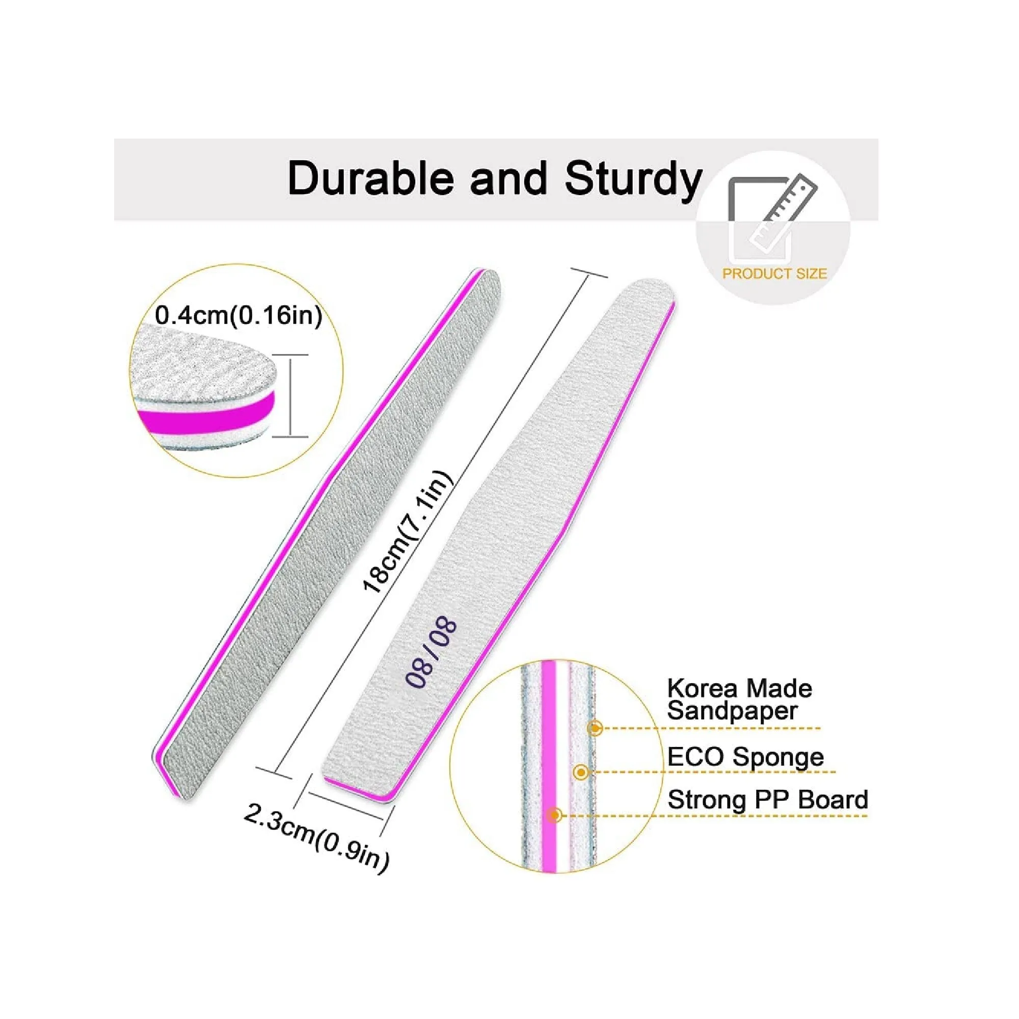 Professional Nail Files | Of Emery Board For Natural Nails 80/80  Grit Nail Files For Acrylic Nails 12 Pieces