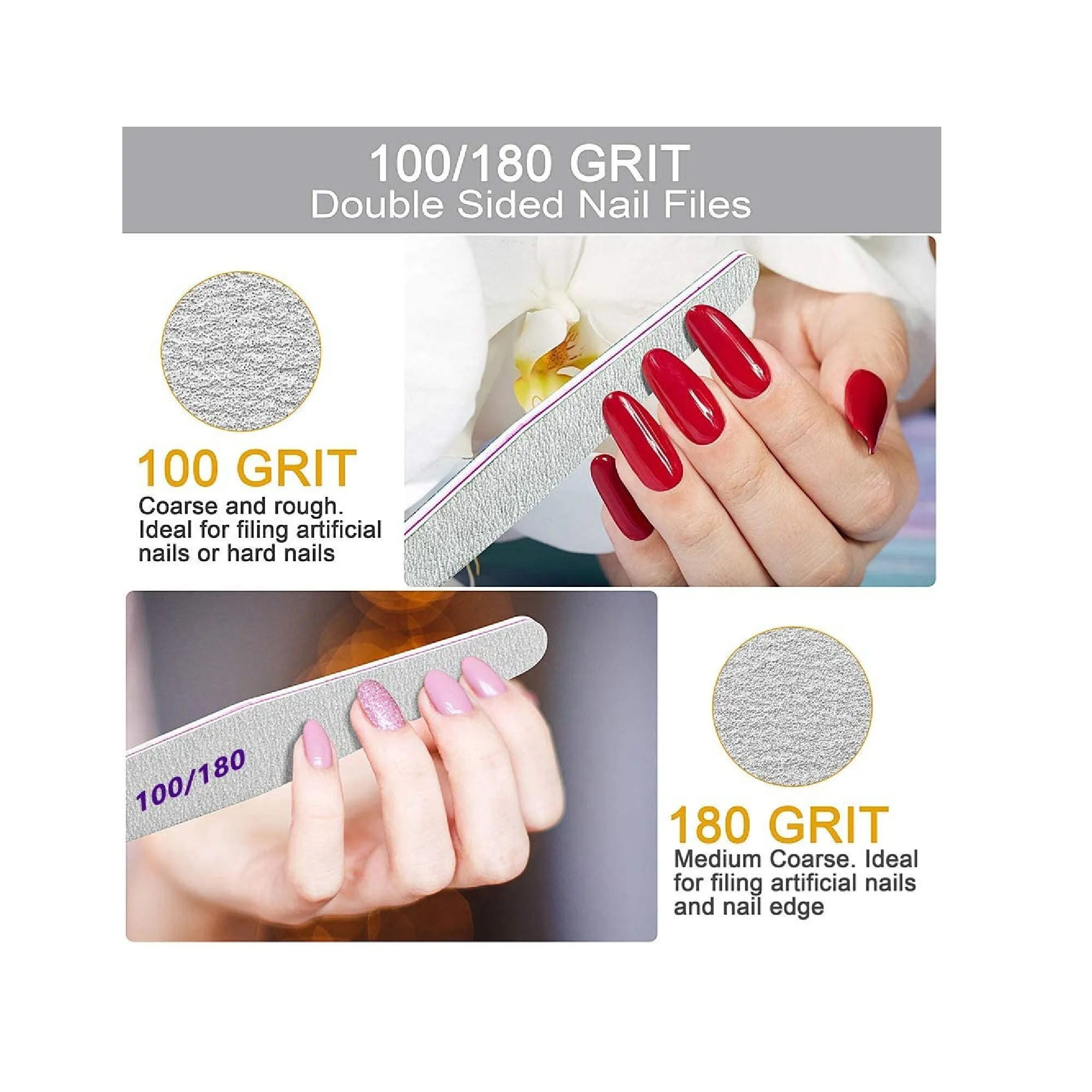 Professional Nail Files | Of Emery Board For Natural Nails 80/80  Grit Nail Files For Acrylic Nails 12 Pieces