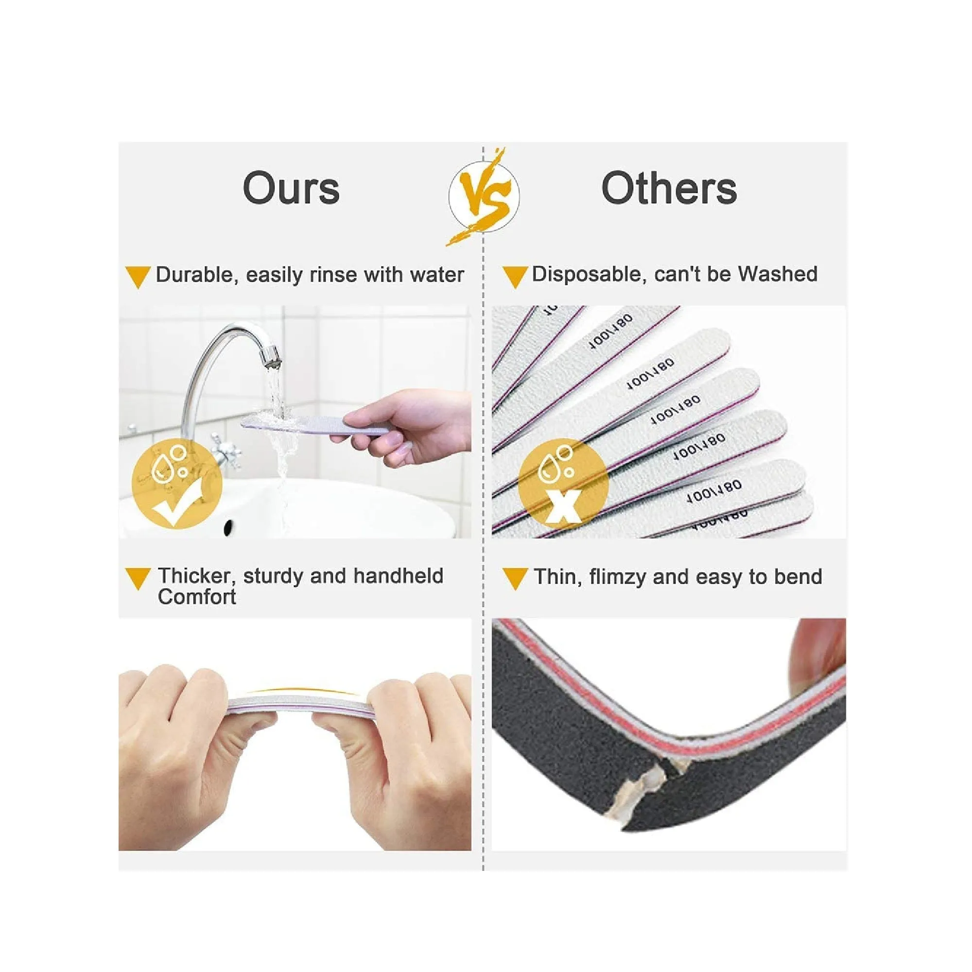 Professional Nail Files | Of Emery Board For Natural Nails 80/80  Grit Nail Files For Acrylic Nails 12 Pieces
