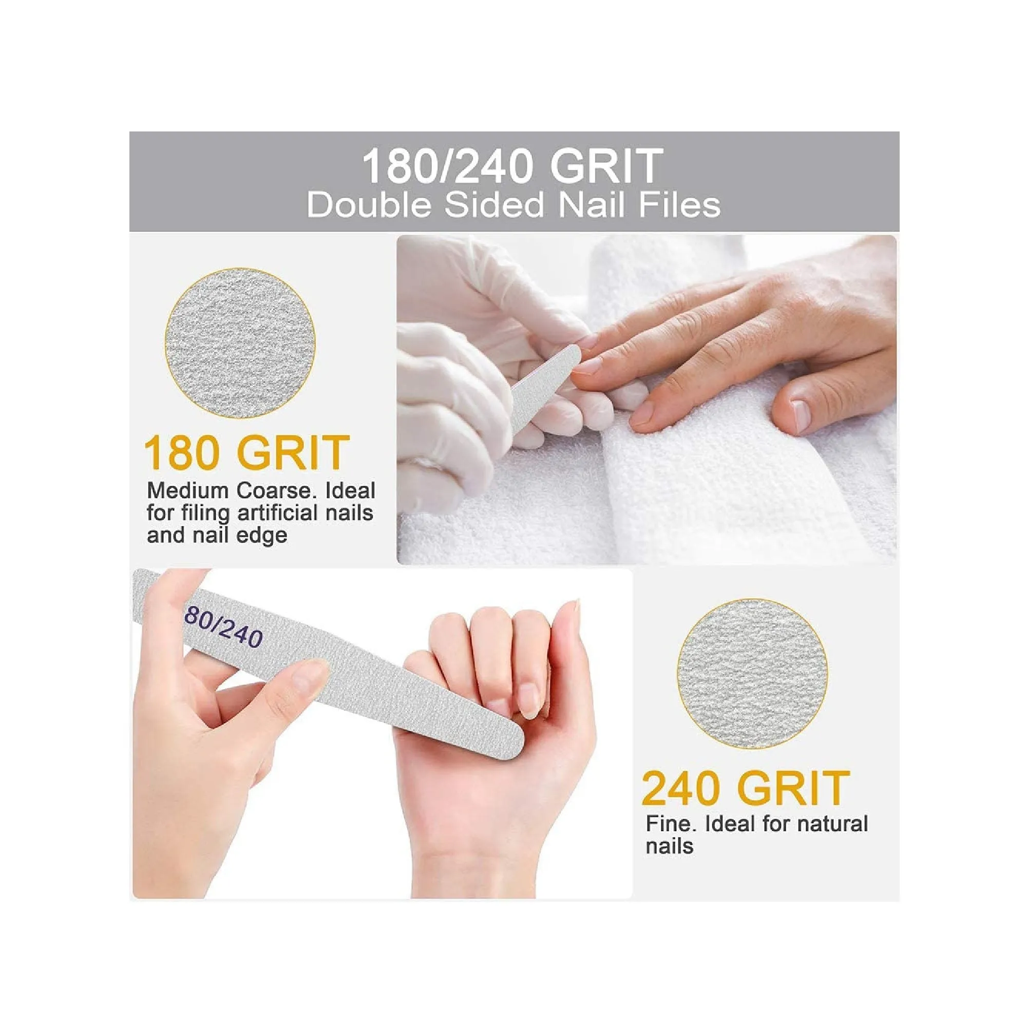 Professional Nail Files | Of Emery Board For Natural Nails 80/80  Grit Nail Files For Acrylic Nails 12 Pieces