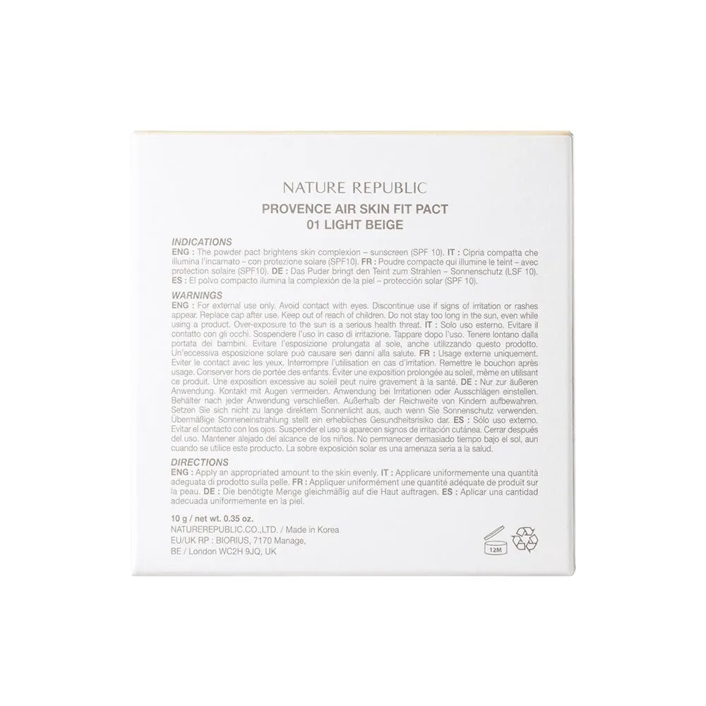 Provence Air Skin Fit Pact 01 Light Beige SPF 10