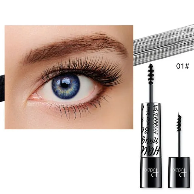 Pudaier 1PC 3Colors 2-in-1 Dual Falsies Big Eyes Mascara Waterproof Makeup 4d Silk Fiber Eyelash Mascara For Different Effect