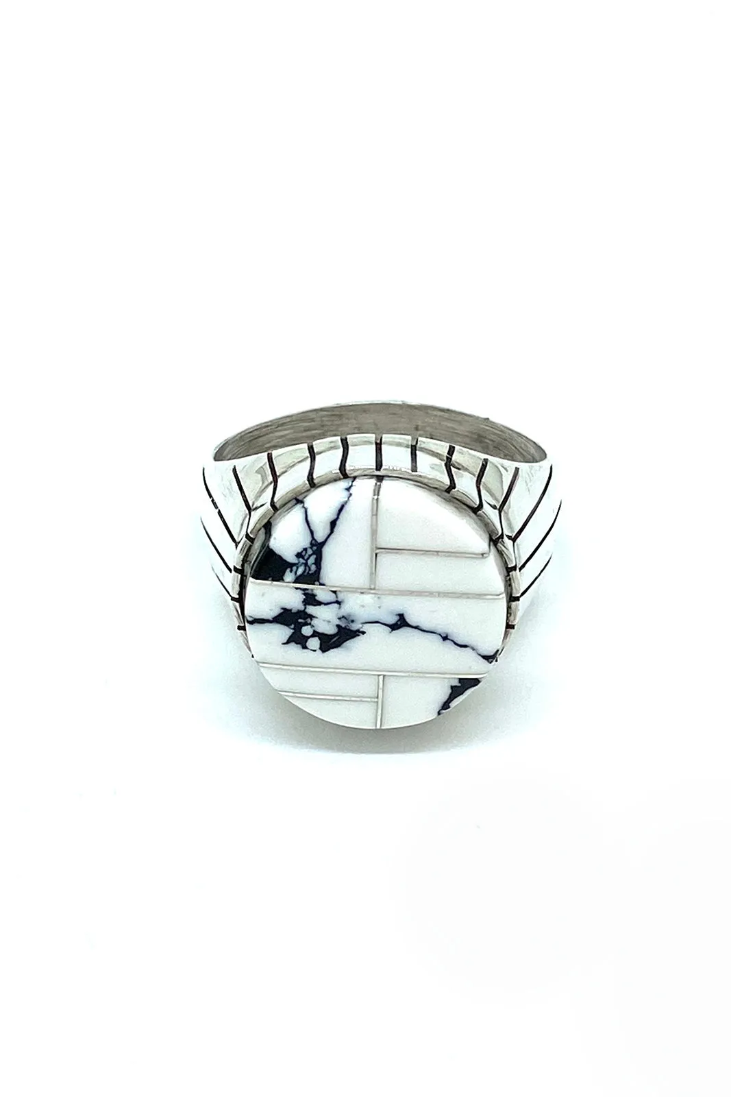 Ray Jack White Howlite Inlay Men's Ring (Size 12)