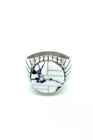 Ray Jack White Howlite Inlay Men's Ring (Size 12)