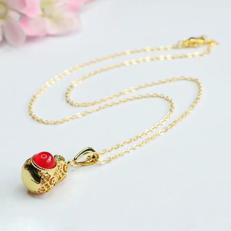Red Agate Hollow Gourd Pendant