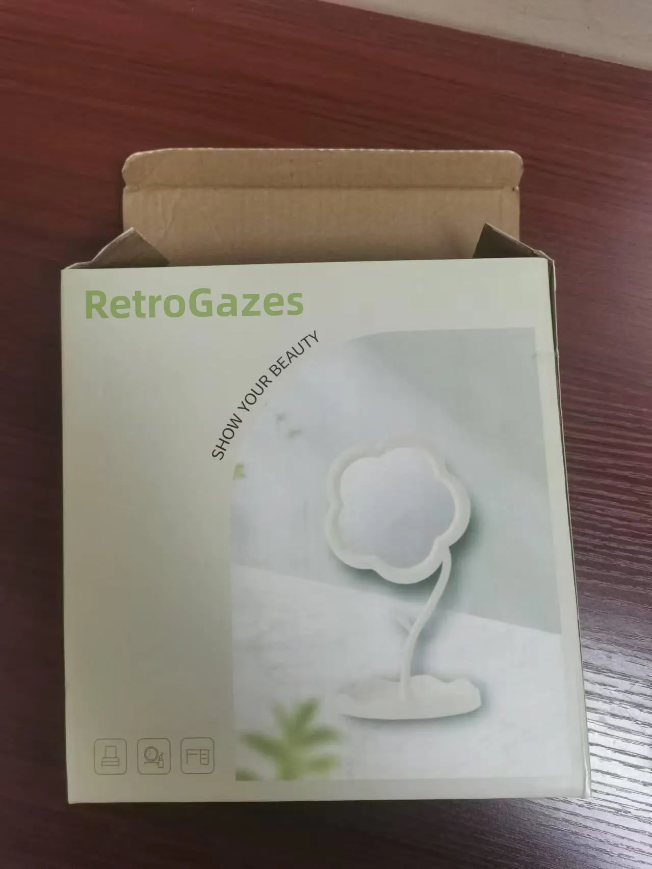 RetroGazes Mirrors, flexible gooseneck bamboo makeup mirror, desktop mirror