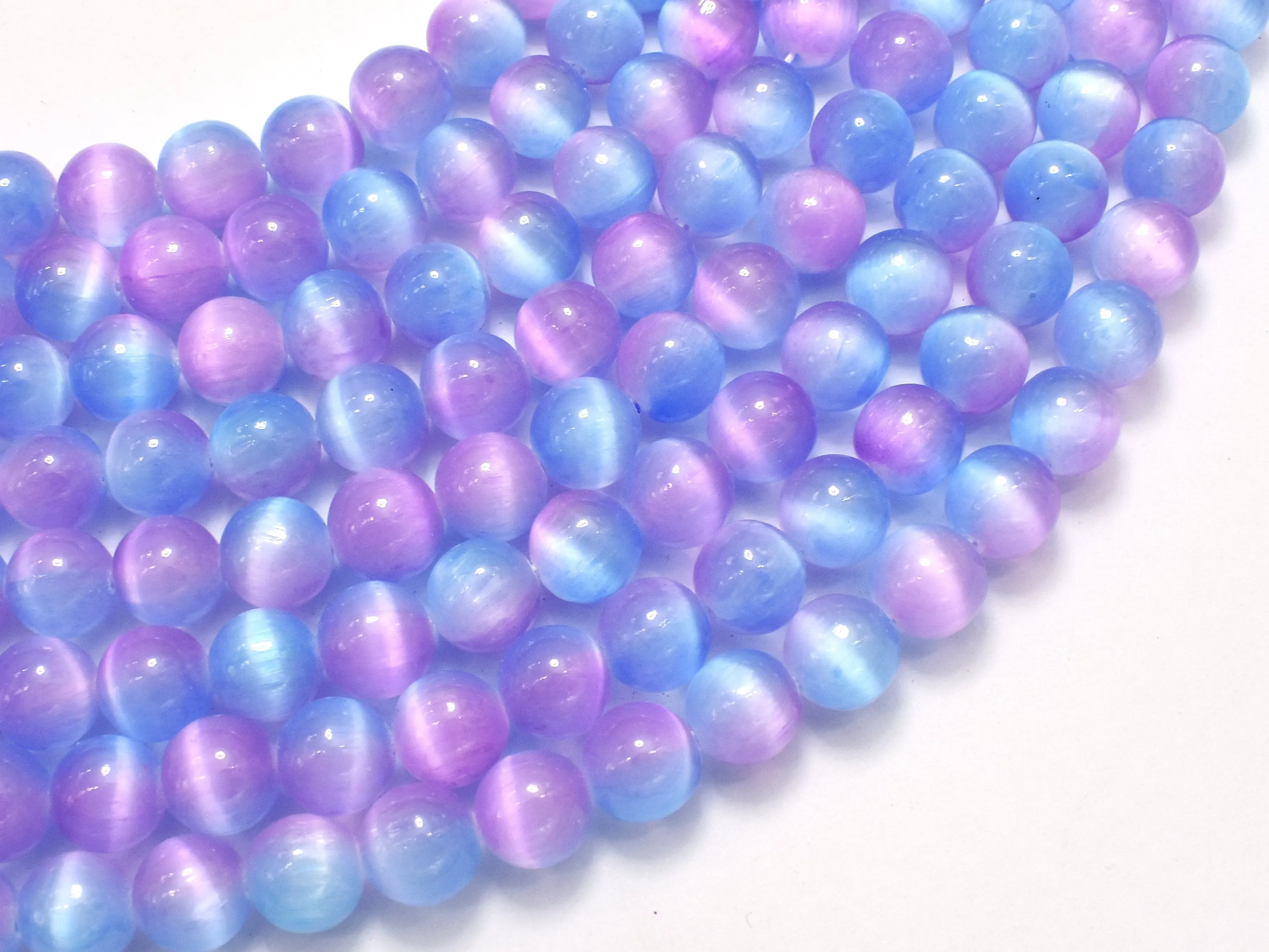 Selenite - Purple & Blue, 8mm (8.5mm) Round