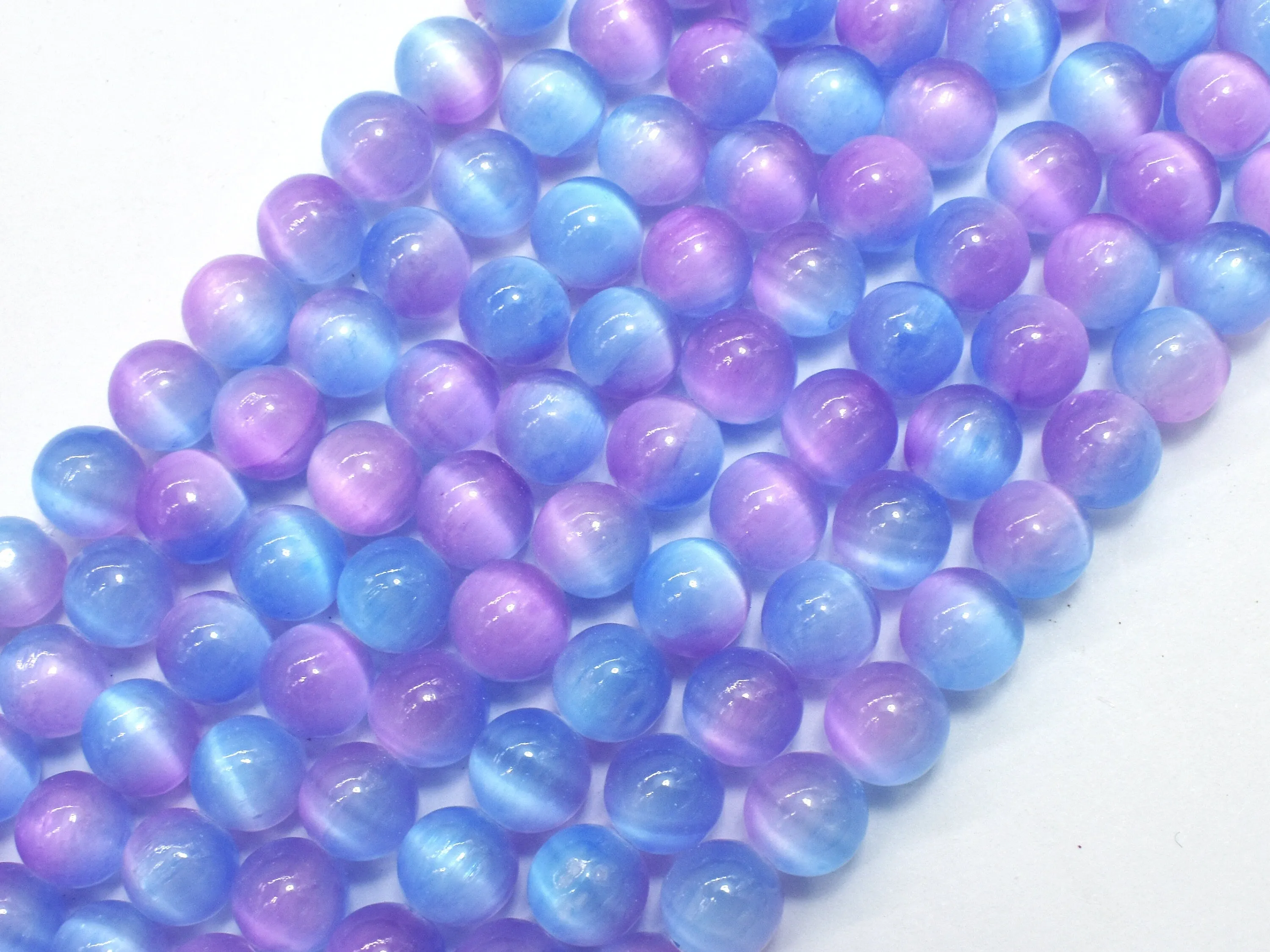 Selenite - Purple & Blue, 8mm (8.5mm) Round