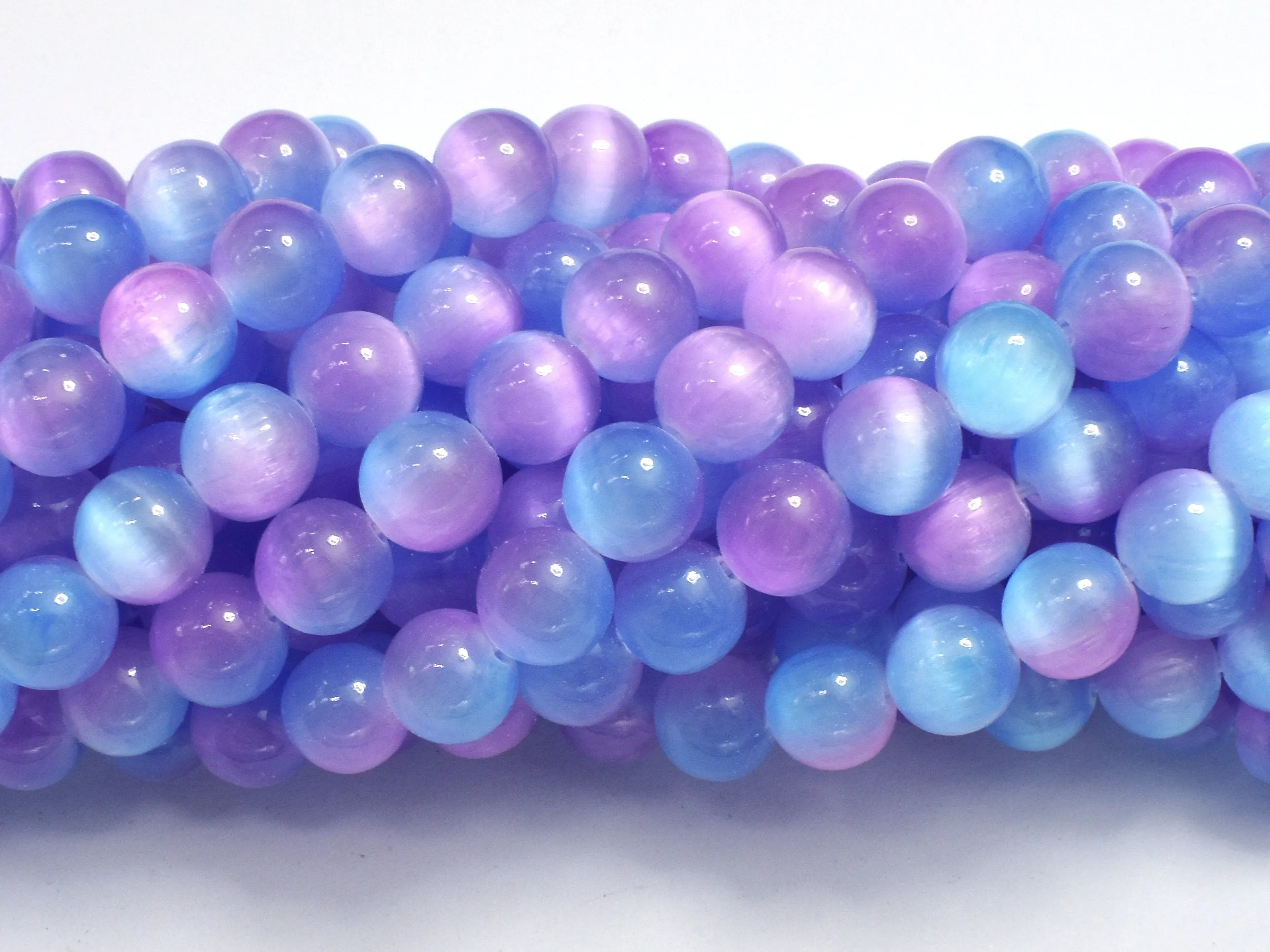 Selenite - Purple & Blue, 8mm (8.5mm) Round