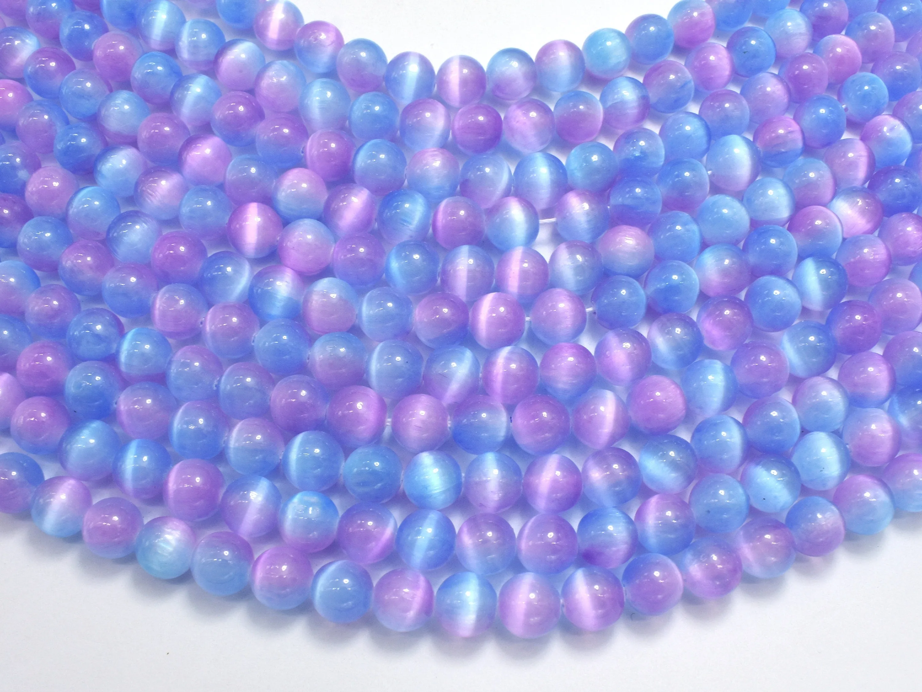 Selenite - Purple & Blue, 8mm (8.5mm) Round