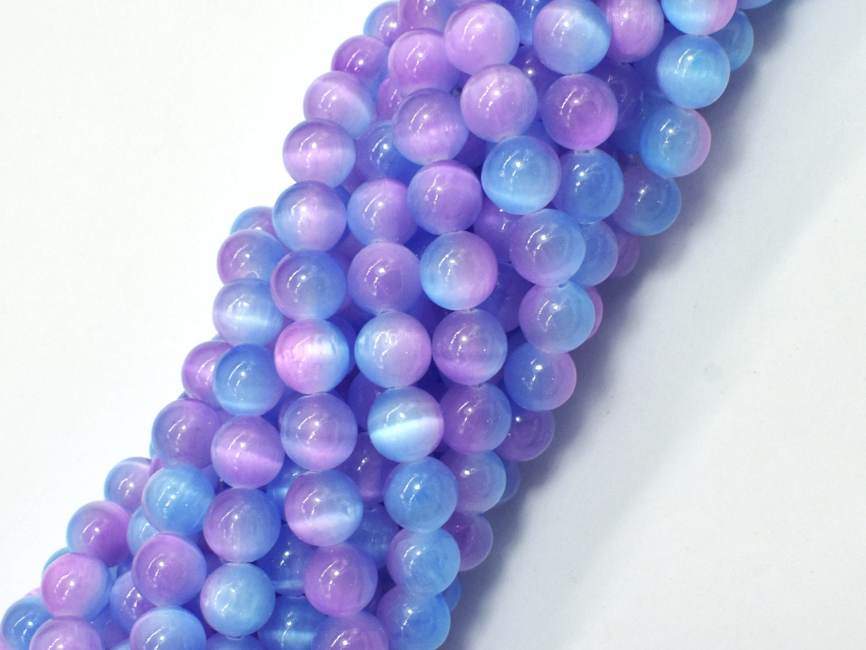 Selenite - Purple & Blue, 8mm (8.5mm) Round