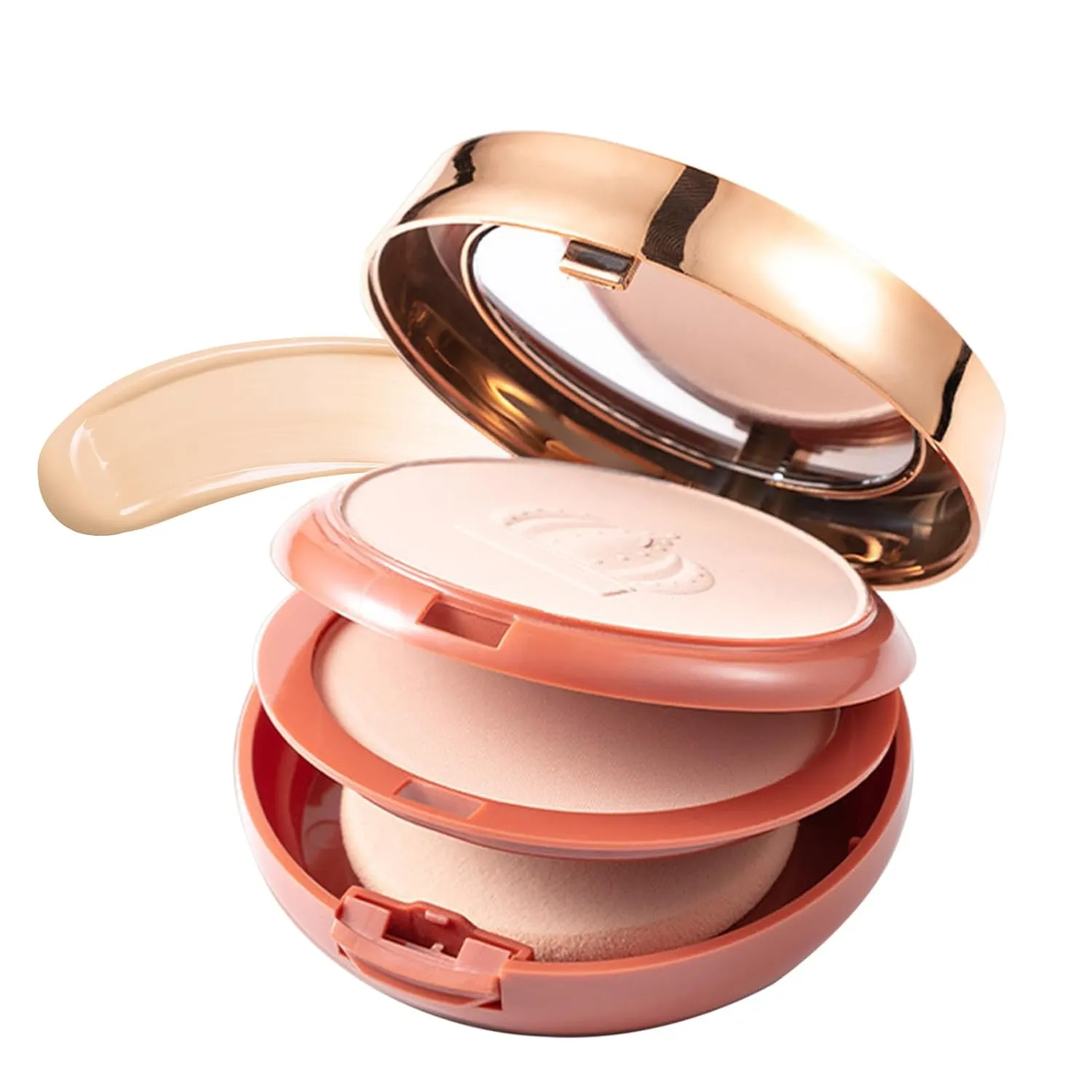 Setting Powder, Double Layer Makeup Setting Mineral Powder, Breathable Foundation, Shine Control Powder, Long Natural Wearing Coverage Foundation, Finishing Powder for Face (A)