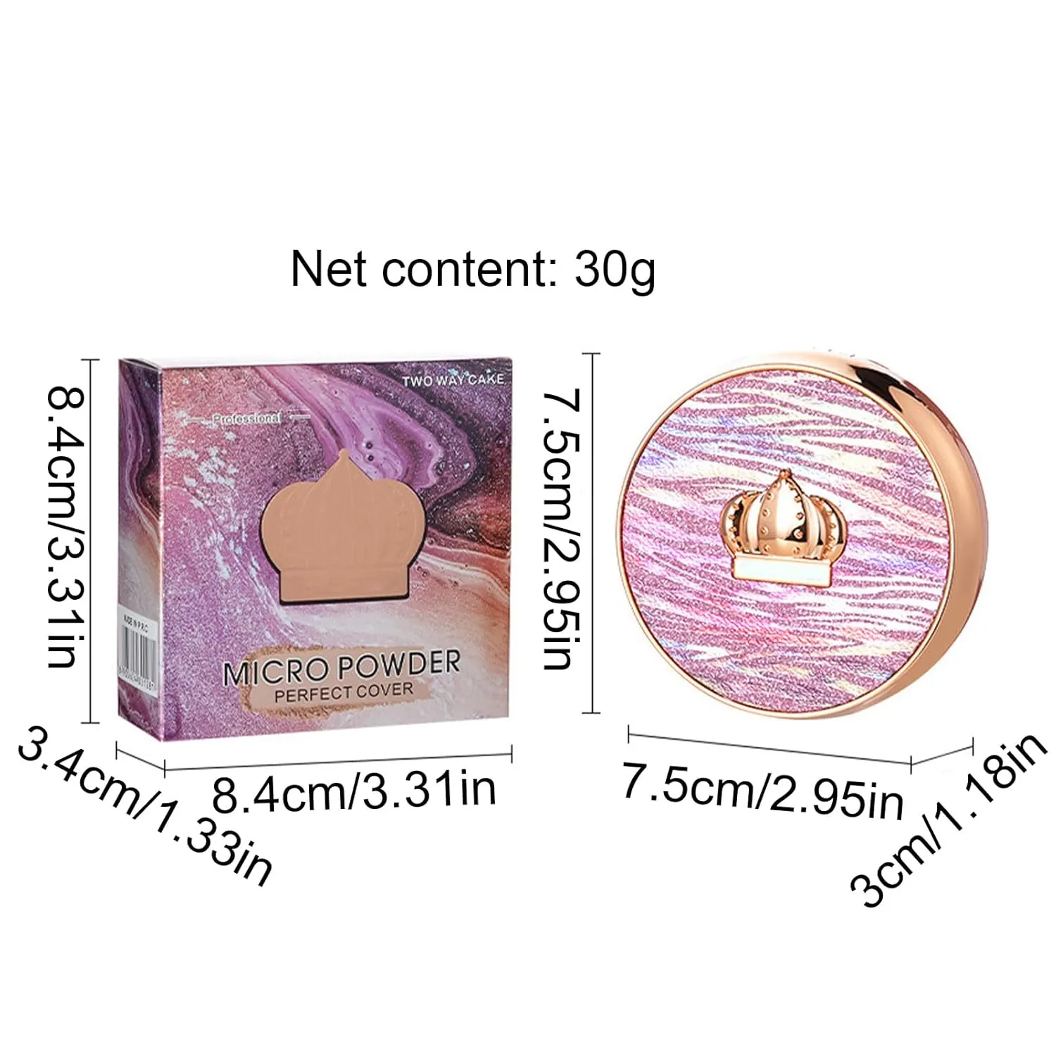 Setting Powder, Double Layer Makeup Setting Mineral Powder, Breathable Foundation, Shine Control Powder, Long Natural Wearing Coverage Foundation, Finishing Powder for Face (A)
