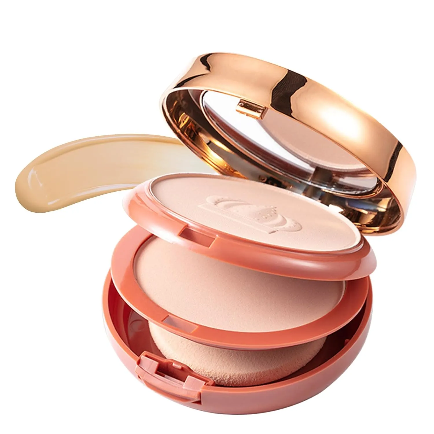 Setting Powder, Double Layer Makeup Setting Mineral Powder, Breathable Foundation, Shine Control Powder, Long Natural Wearing Coverage Foundation, Finishing Powder for Face (B)