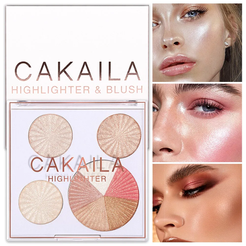 Shimmer Highlighter Highlight Makeup Contour Palette,CAKAILA 8 Colors Shimmer Blush and Makeup Highlighter Powder Bronzer Palette Highlighter Makeup iluminadores Illuminator Make Up for Dark Skin