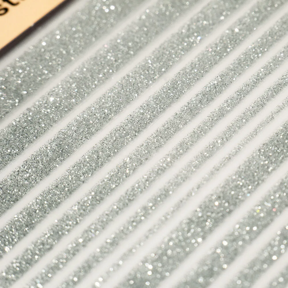 Silver Glitter Stripes Nail Stickers
