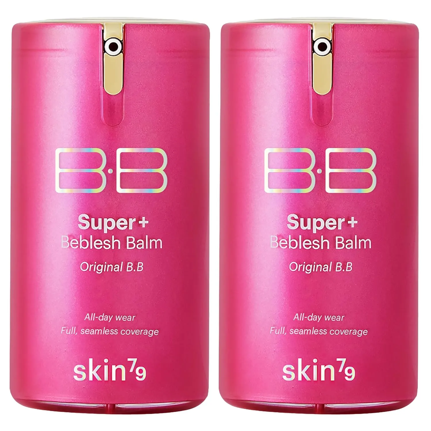 SKIN79 Super Plus Beblesh Balm Pink BB Cream 40g, 2 Pack, US Version K Beauty Flawless Radiant Base Foundation Makeup Blemish Cover Tinted Moisturizer Pink 21 color