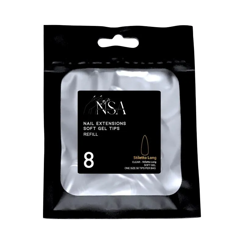 Soft Gel Tips Individual Refill Sizes 50pcs - Stiletto