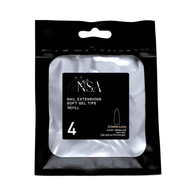 Soft Gel Tips Individual Refill Sizes 50pcs - Stiletto