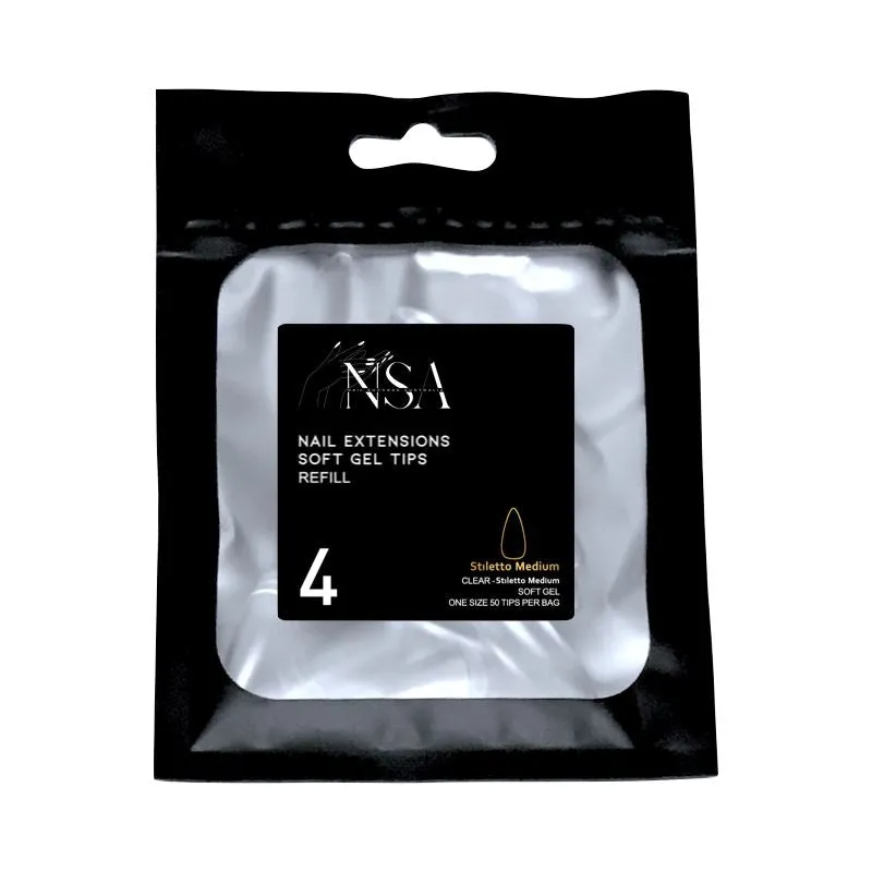 Soft Gel Tips Individual Refill Sizes 50pcs - Stiletto