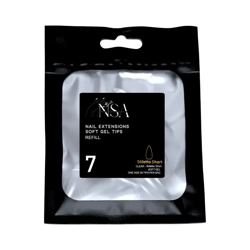 Soft Gel Tips Individual Refill Sizes 50pcs - Stiletto