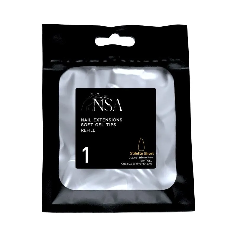 Soft Gel Tips Individual Refill Sizes 50pcs - Stiletto