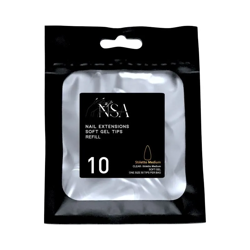Soft Gel Tips Individual Refill Sizes 50pcs - Stiletto