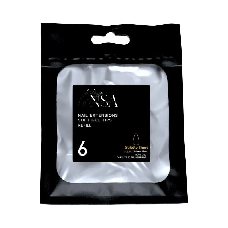 Soft Gel Tips Individual Refill Sizes 50pcs - Stiletto
