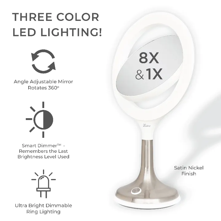 Solana Lighted Makeup Mirror with Magnification & Touch Pad