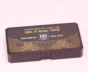 [Square M] Full Cover Tips - Soft Gel X tips - 600 pcs - Medium Length- 11 sizes
