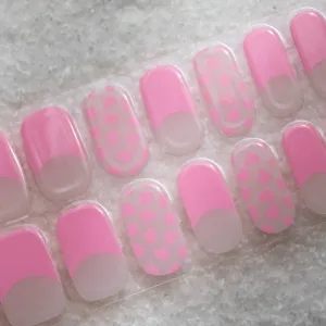Sweetheart Pink French Tip DIY Semi Cured Gel Nail Stickers